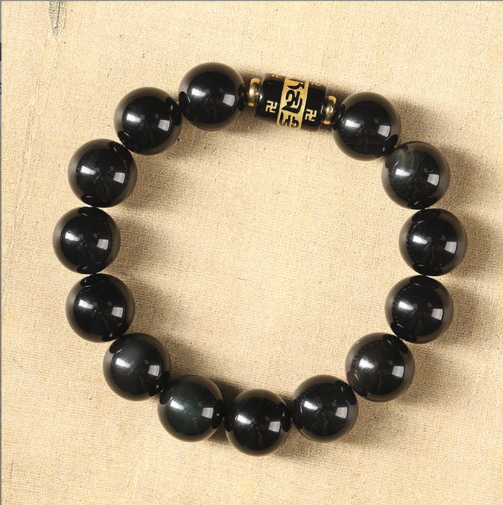 Obsidian Mantra Bracelet - Powerful Evil Ward, Purification Protection