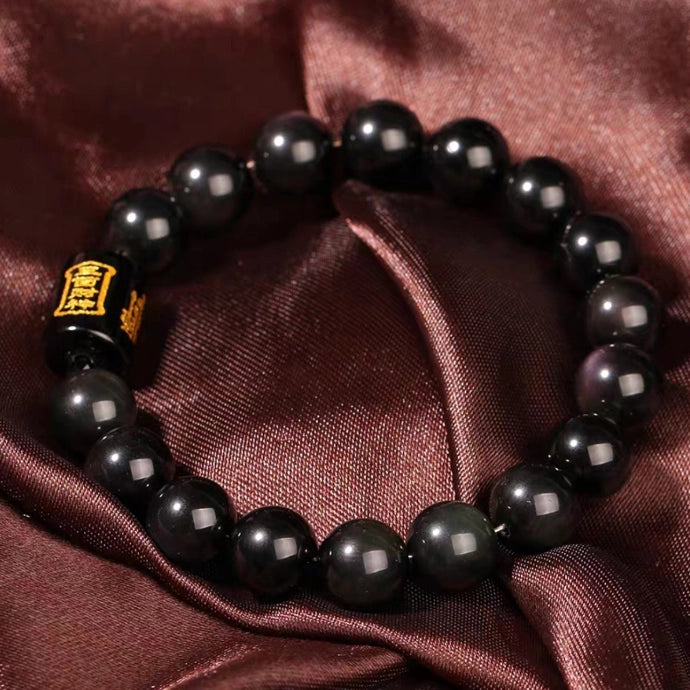 Obsidian Mantra Bracelet - Powerful Evil Ward, Purification Protection