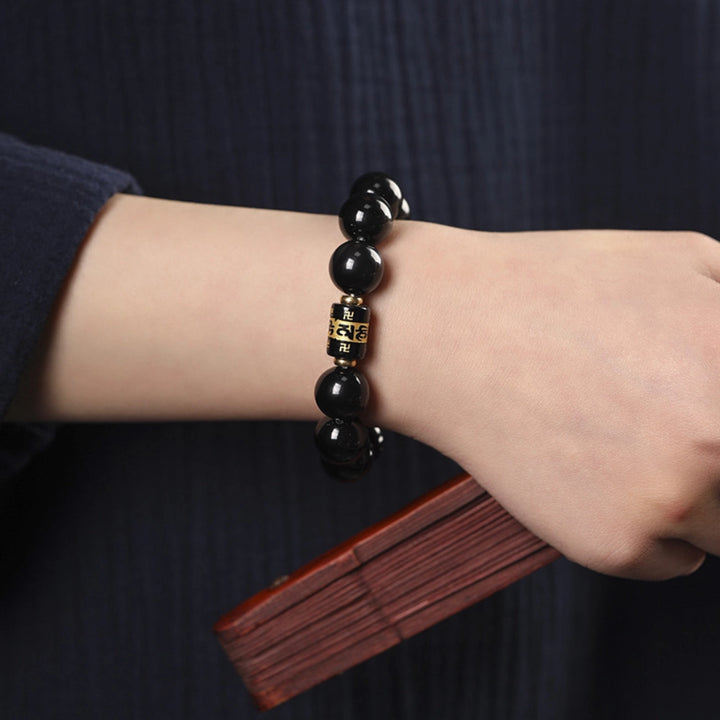 Obsidian Mantra Bracelet - Powerful Evil Ward, Purification Protection