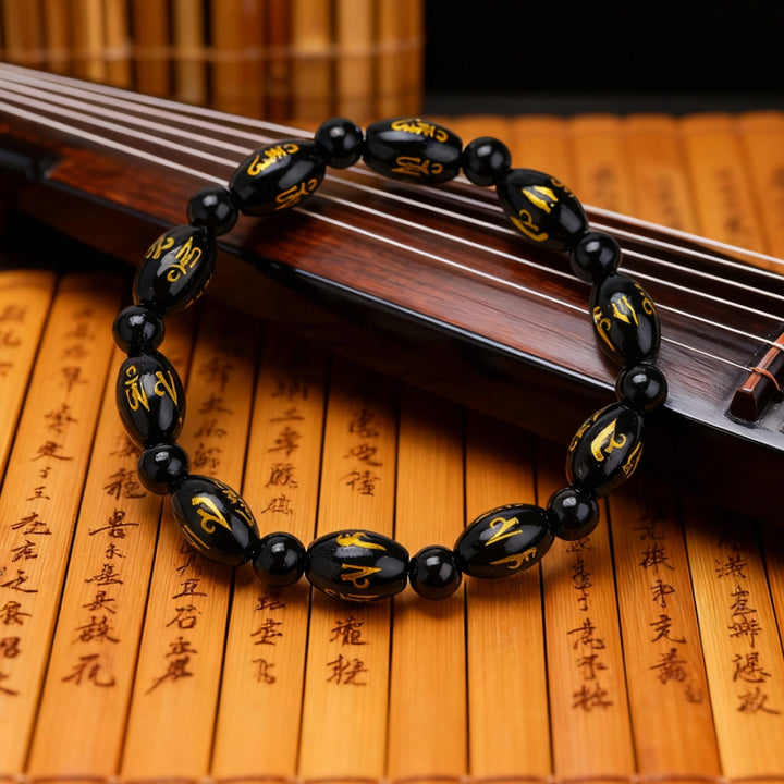 Classic Obsidian Mantra Bracelet - Solemn Protection, Evil Ward