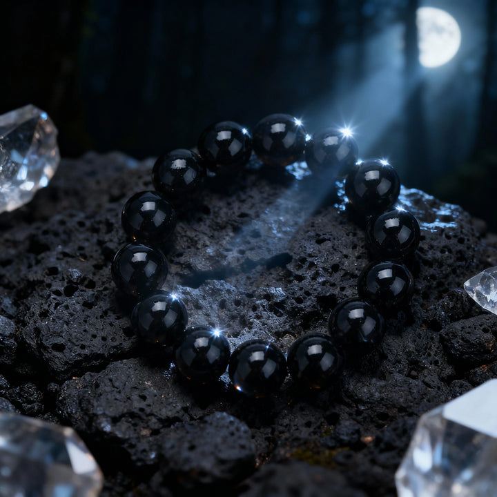 Obsidian & Bodhi Bracelet - Balance, Deep Nourishment & Midnight Forest Zen