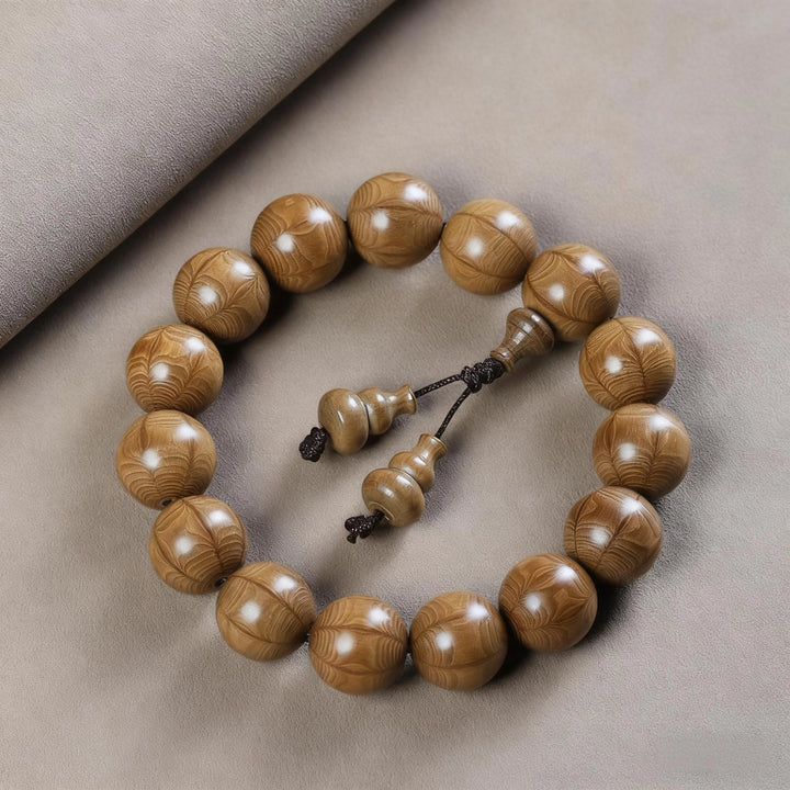 Peach Wood Gourd Bracelet - Counteract Evil, Blessings, Wood, Protection, Wisdom