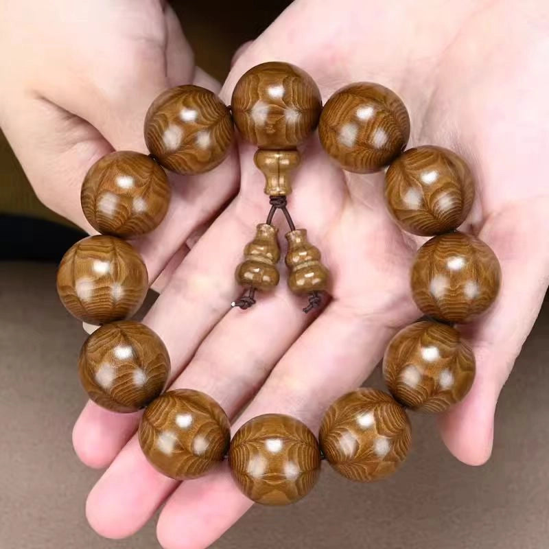 Peach Wood Gourd Bracelet - Counteract Evil, Blessings, Wood, Protection, Wisdom