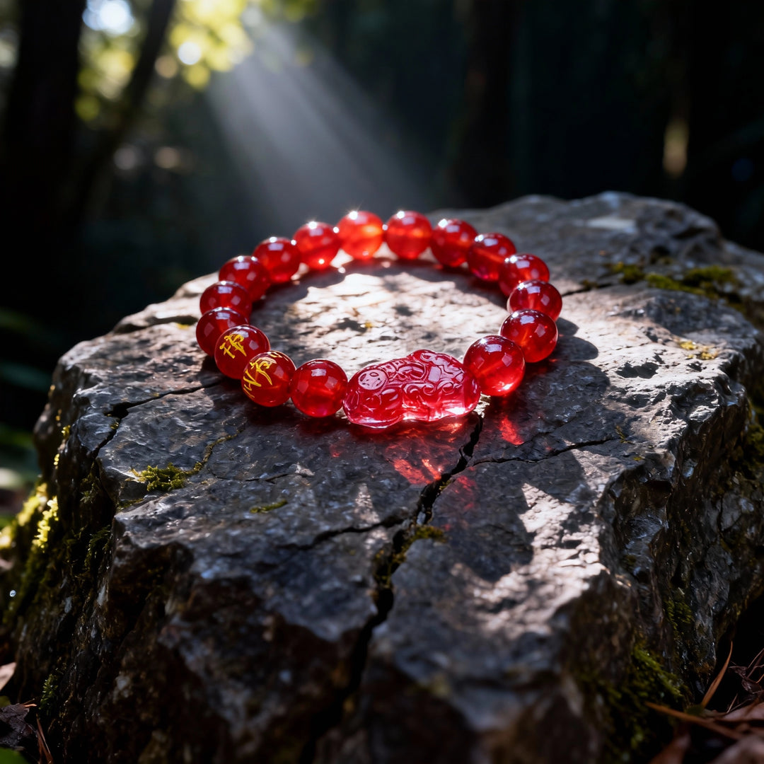 Red Agate Pixiu Bracelet - Powerful Wealth Attraction & Guardian Blessing