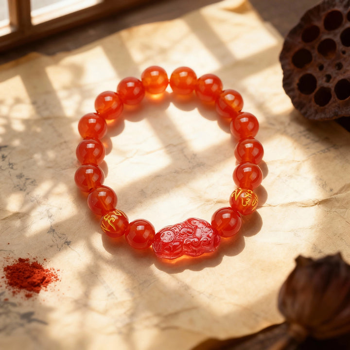 Red Agate Pixiu Bracelet - Powerful Wealth Attraction & Guardian Blessing
