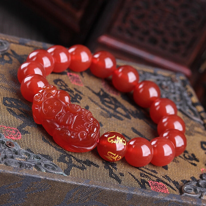 Red Agate Pixiu Bracelet - Powerful Wealth Attraction & Guardian Blessing