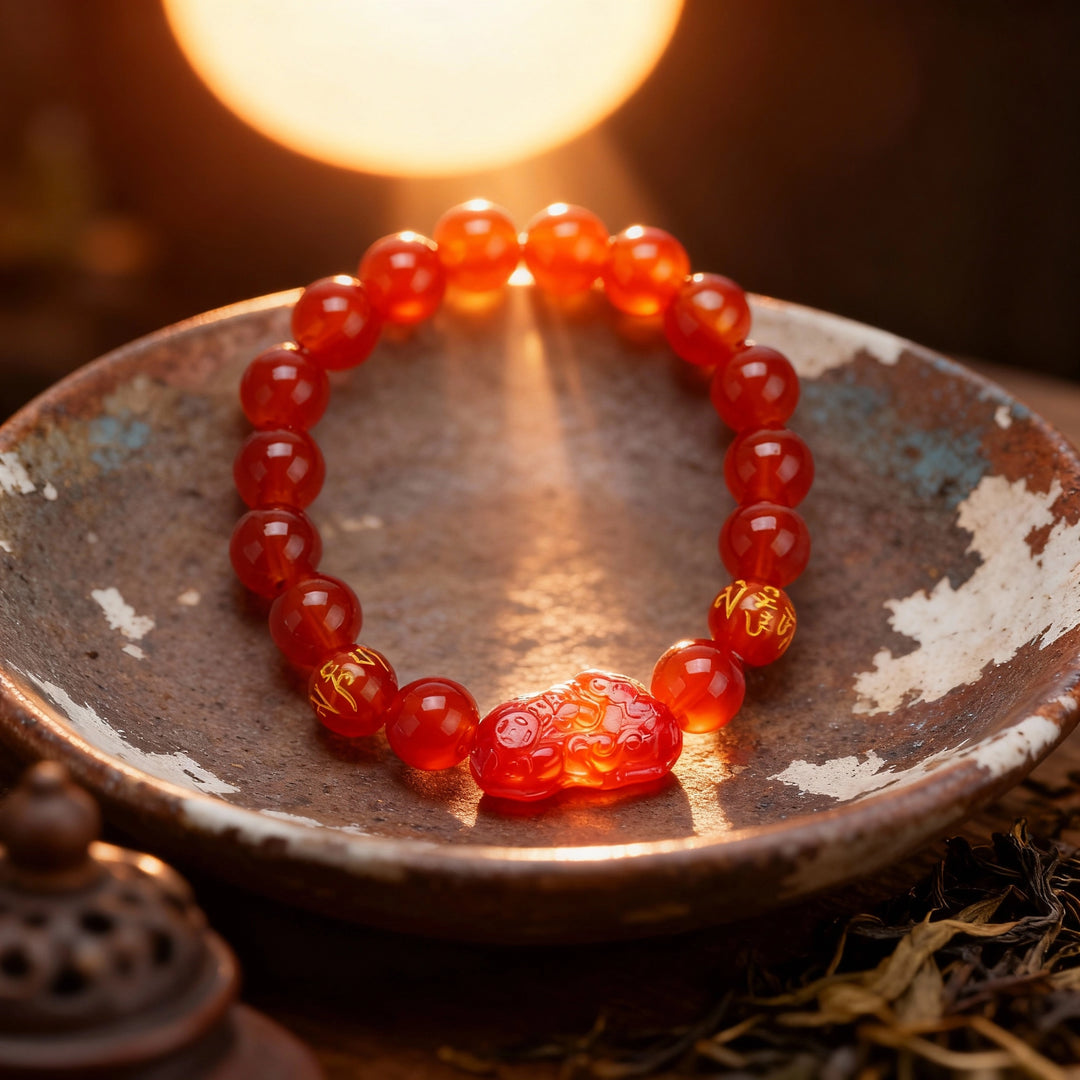 Red Agate Pixiu Bracelet - Powerful Wealth Attraction & Guardian Blessing