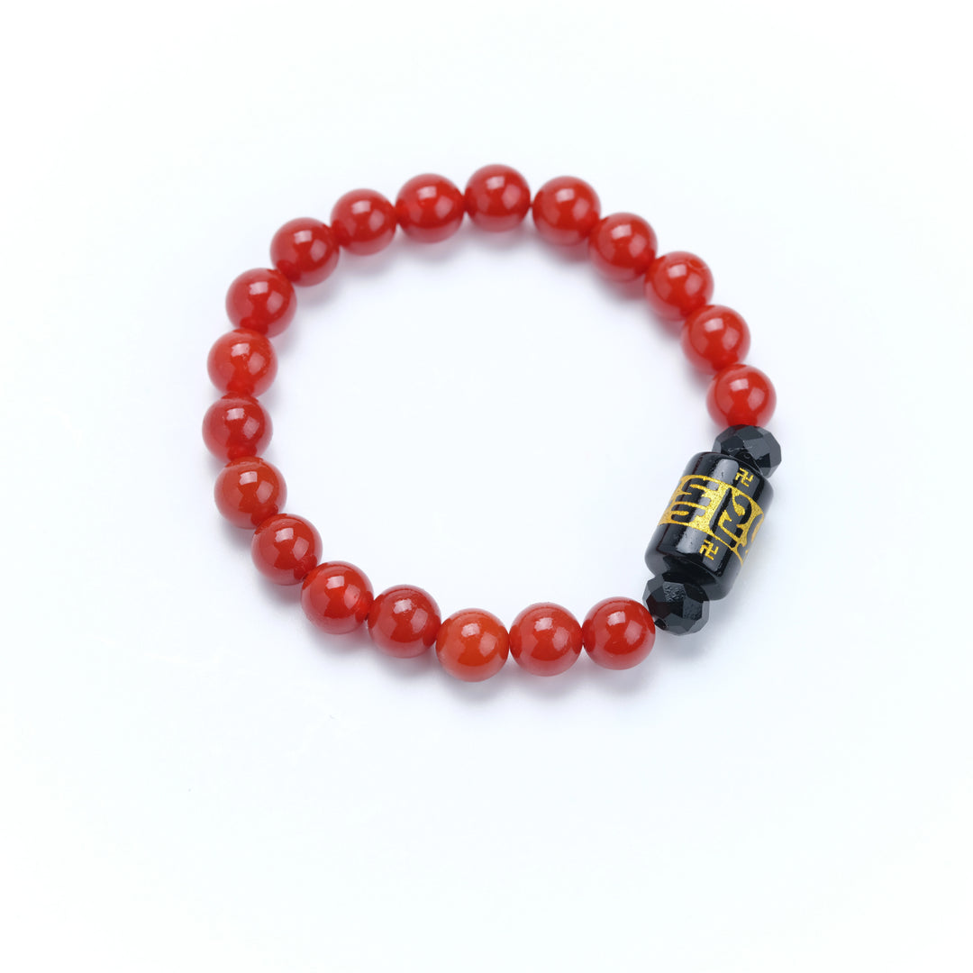 Red Agate Mantra Bracelet - Wealth Attraction, Fire Element Boost