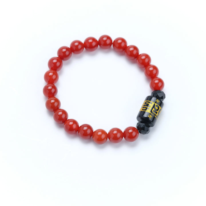 Red Agate Mantra Bracelet - Wealth Attraction, Fire Element Boost