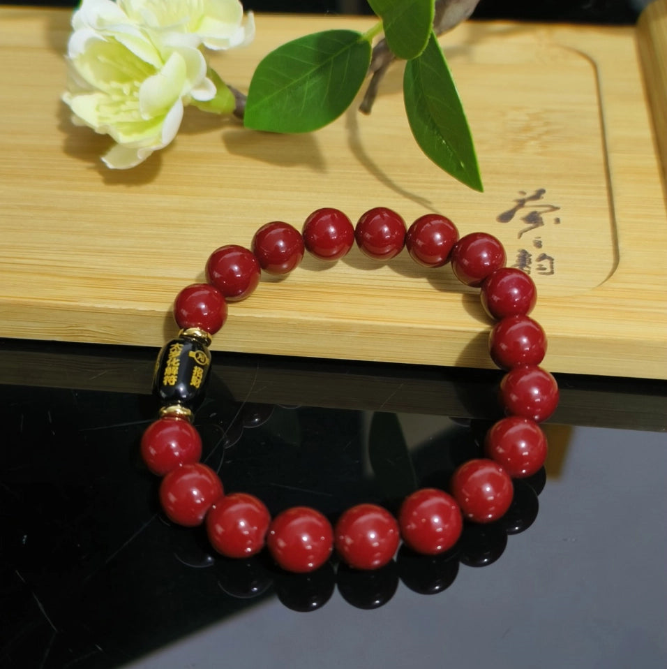 Red Agate Mantra Bracelet - Wealth Attraction, Fire Element Boost