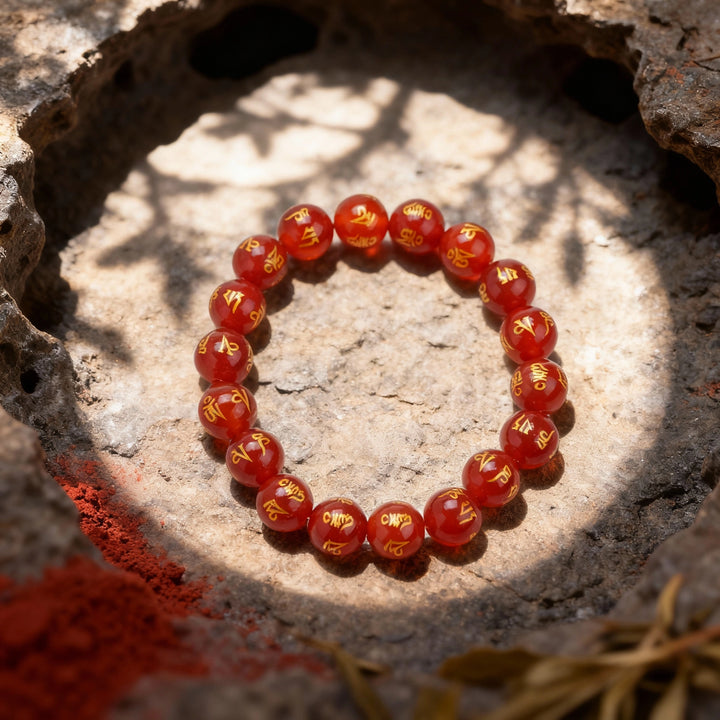 Red Agate Scripture Bracelet - Vitality, Spiritual Blessing & Guardian Protection