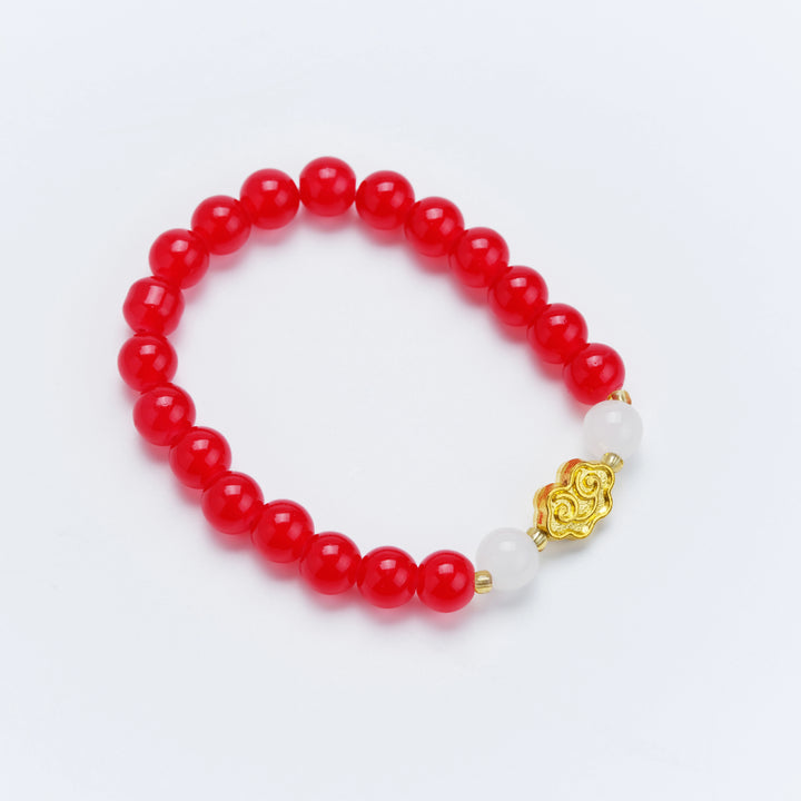 Red Agate Bracelet with Auspicious Cloud – Feminine Luck & Elegance