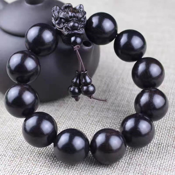 Red Sandalwood Pi Xiu Gourd Bracelet - Attract Wealth, Protection, Wood, Blessings