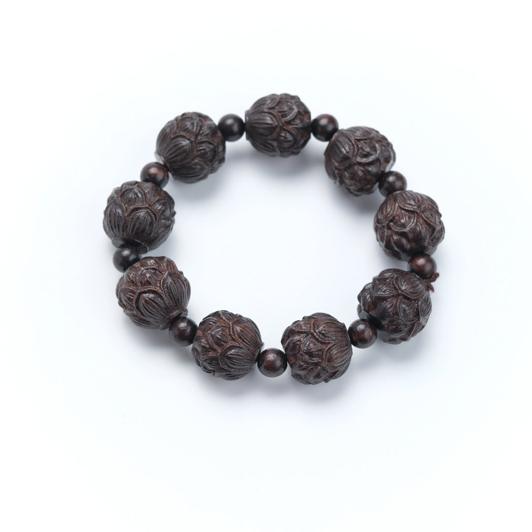Red Sandalwood Lotus Bracelet - Calming, Enlightenment, Wood, Wisdom, Blessings