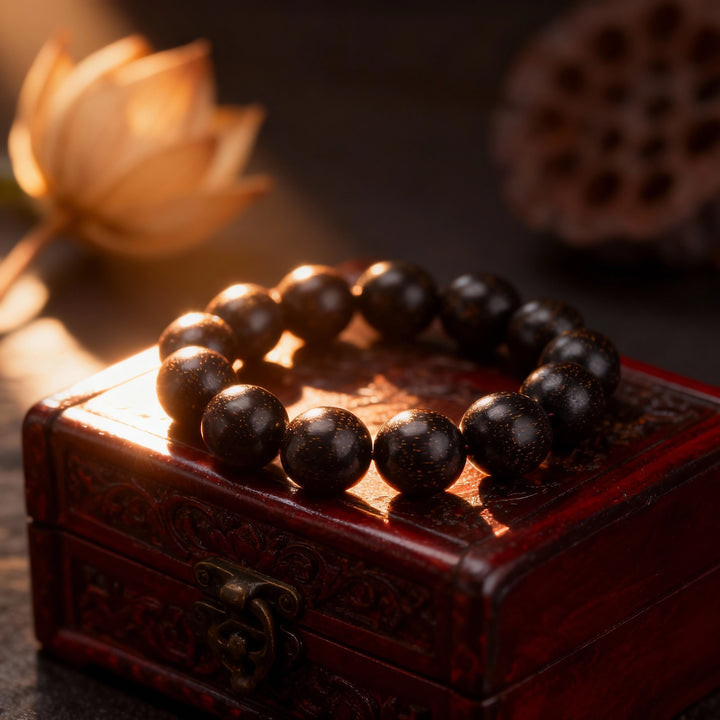 Ebony Star-light Texture Bracelet - Protection Charm for Calm & Wisdom