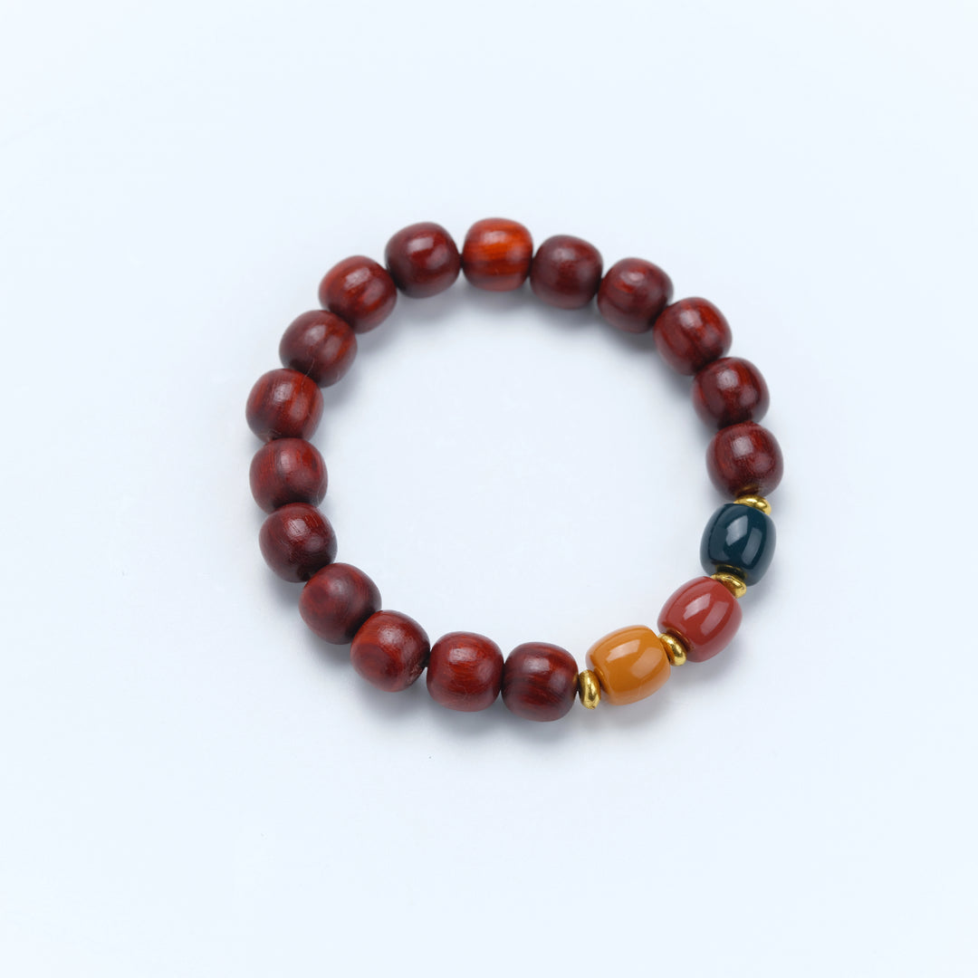 Red Sandalwood Turquoise Lapis Lazuli Bracelet - Wealth Attraction, Five Elements, New Chinese Business Jewelry
