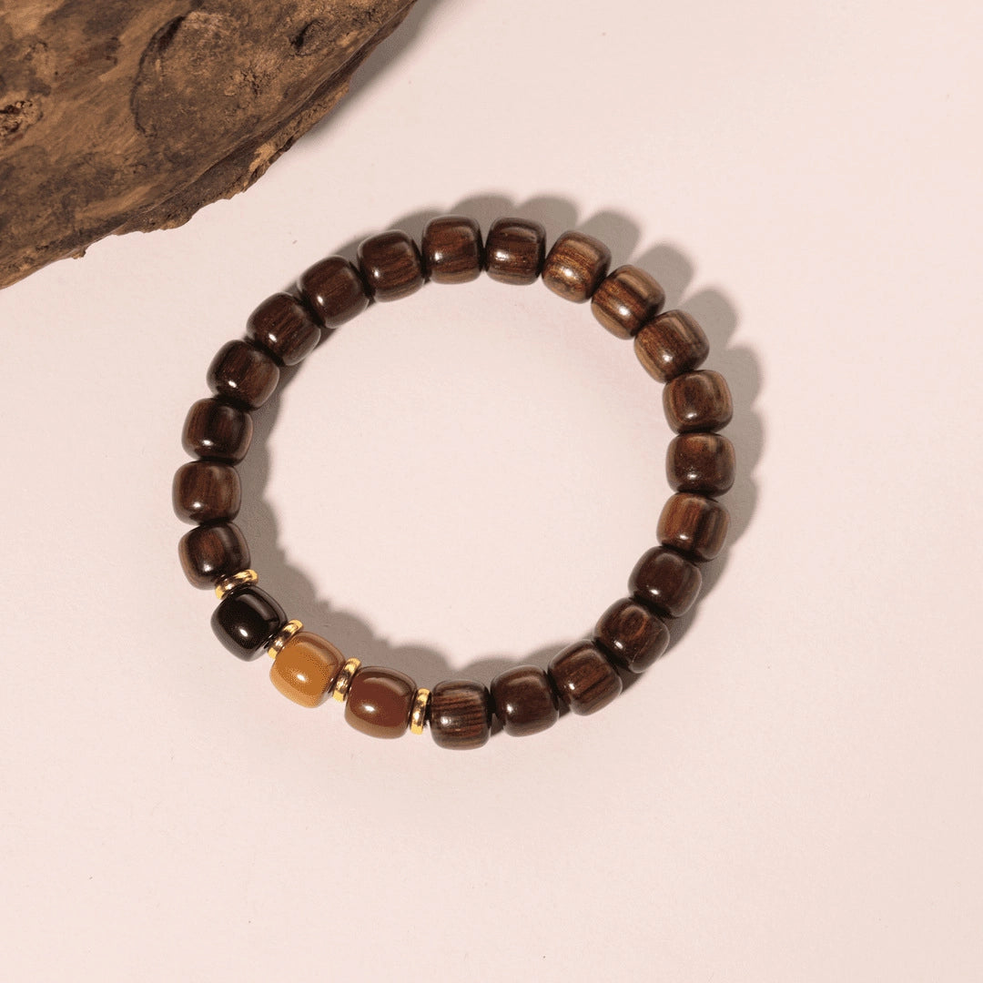 Red Sandalwood Turquoise Lapis Lazuli Bracelet - Wealth Attraction, Five Elements, New Chinese Business Jewelry