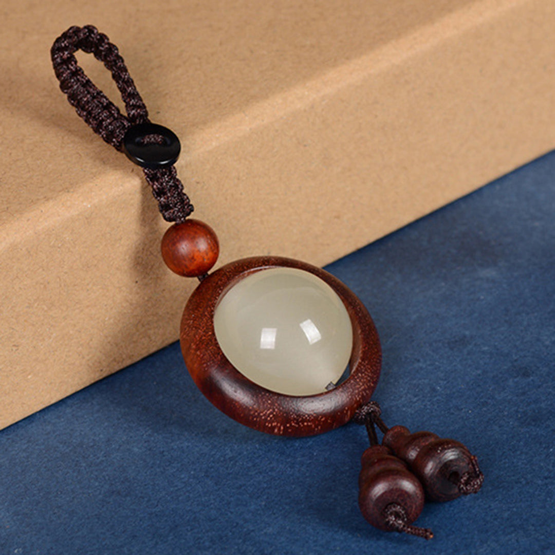 Red sandalwood, Xiuyu jade Gourd Hanging Ornament - Embracing blessings, Protecting, Supplementing Earth, Supplementing Wood