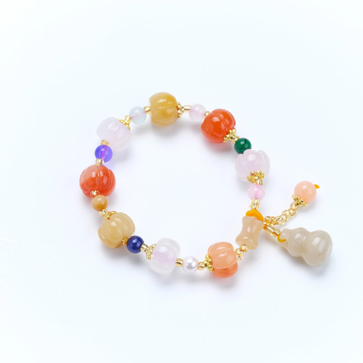 Rose Quartz & Southern Red Agate Pumpkin Bead Bracelet – Feminine Charm & Joy