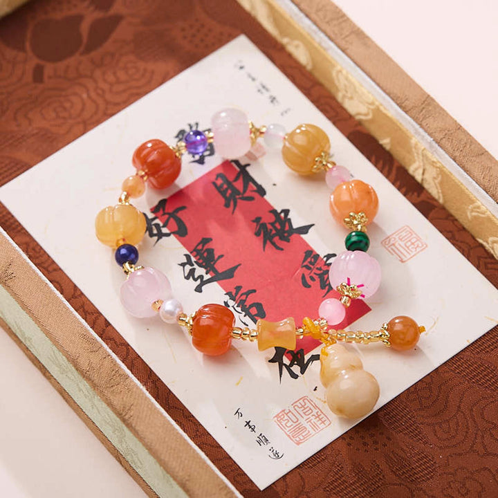 Rose Quartz & Southern Red Agate Pumpkin Bead Bracelet – Feminine Charm & Joy