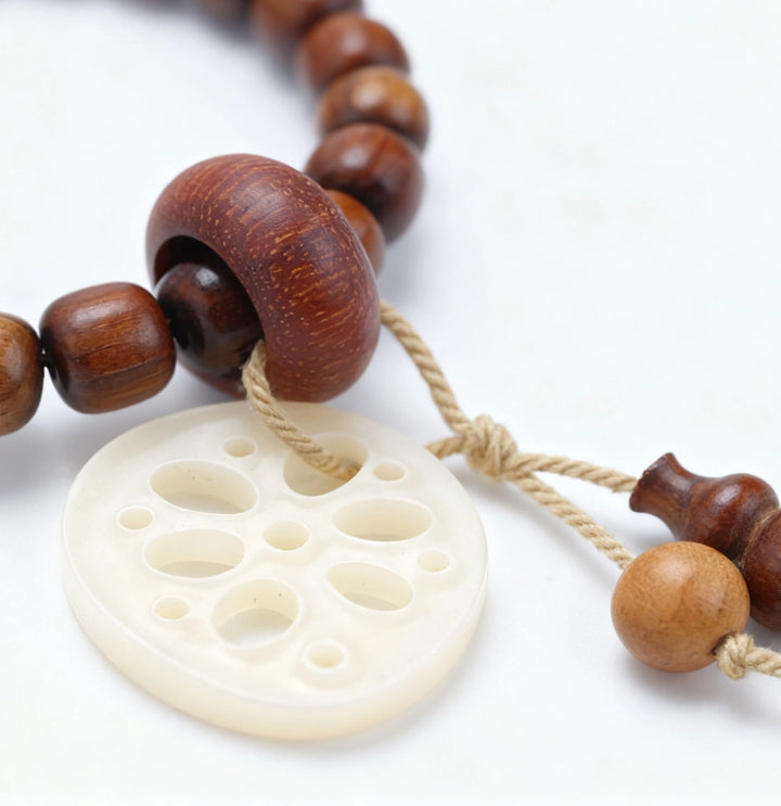 Rosewood Jade Lotus Pod Calabash Bracelet - Mindful Prayer, Zen Jewelry