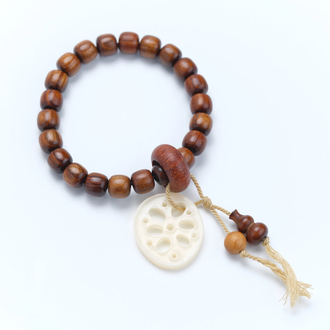 Rosewood Jade Lotus Pod Calabash Bracelet - Mindful Prayer, Zen Jewelry