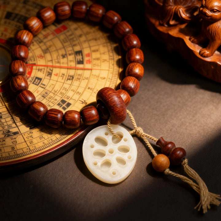 Rosewood Jade Lotus Pod Calabash Bracelet - Mindful Prayer, Zen Jewelry