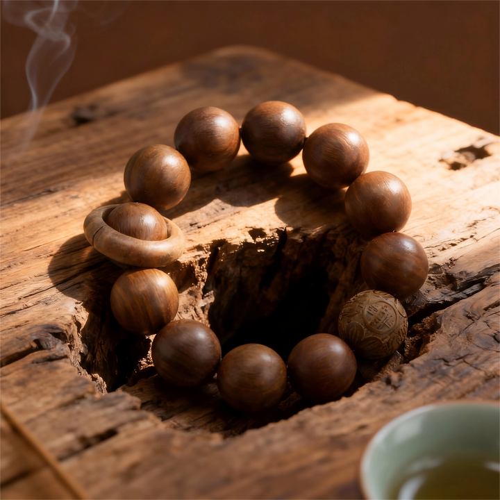 Sandalwood Rune Bracelet - Wealth Attraction, Protection & Wisdom