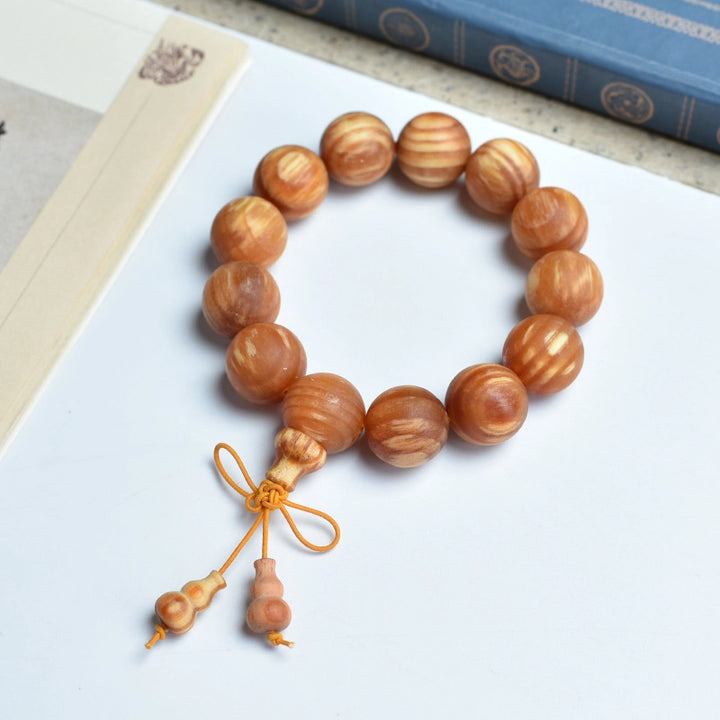 Thuja Sutchuenensis Buddha's Head Bracelet - Calming, Purification, Wood, Fortune, Wisdom