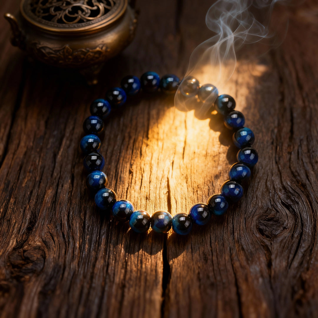 Blue Tiger's Eye Bracelet - Calm Courage, Focus & Fortune Attraction