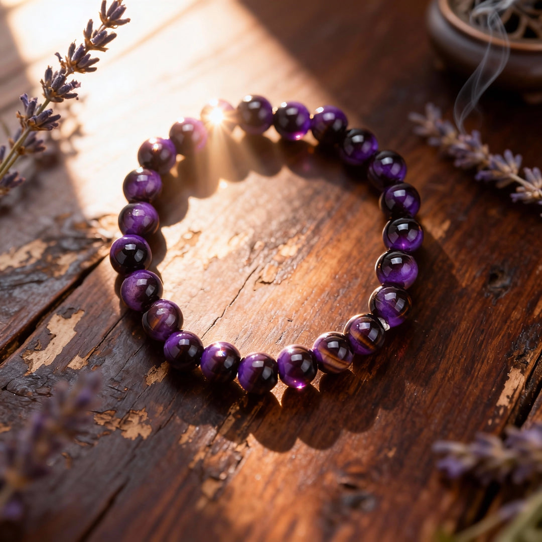 Purple Tiger's Eye Bracelet - Rare Courage, Confidence & Spiritual Wisdom