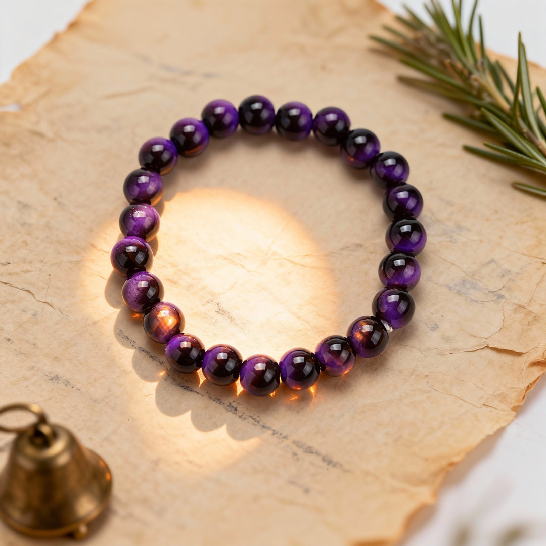 Purple Tiger's Eye Bracelet - Rare Courage, Confidence & Spiritual Wisdom