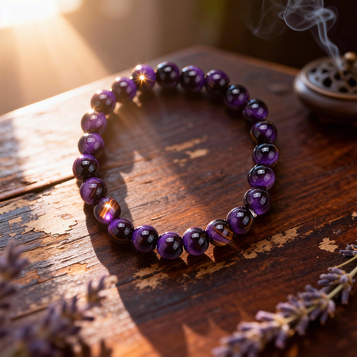Purple Tiger's Eye Bracelet - Rare Courage, Confidence & Spiritual Wisdom