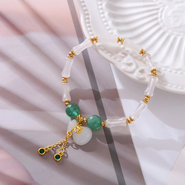 White Chalcedony Fortune Bag Bracelet - Step-by-Step Success, Wealth Attraction