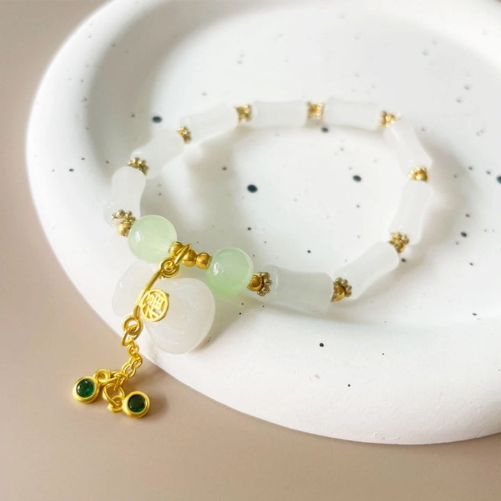 White Chalcedony Fortune Bag Bracelet - Step-by-Step Success, Wealth Attraction