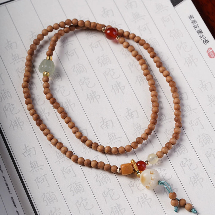 Cat Paw Melon Bead Wood Agate Jade Bracelet - Cute, Healing